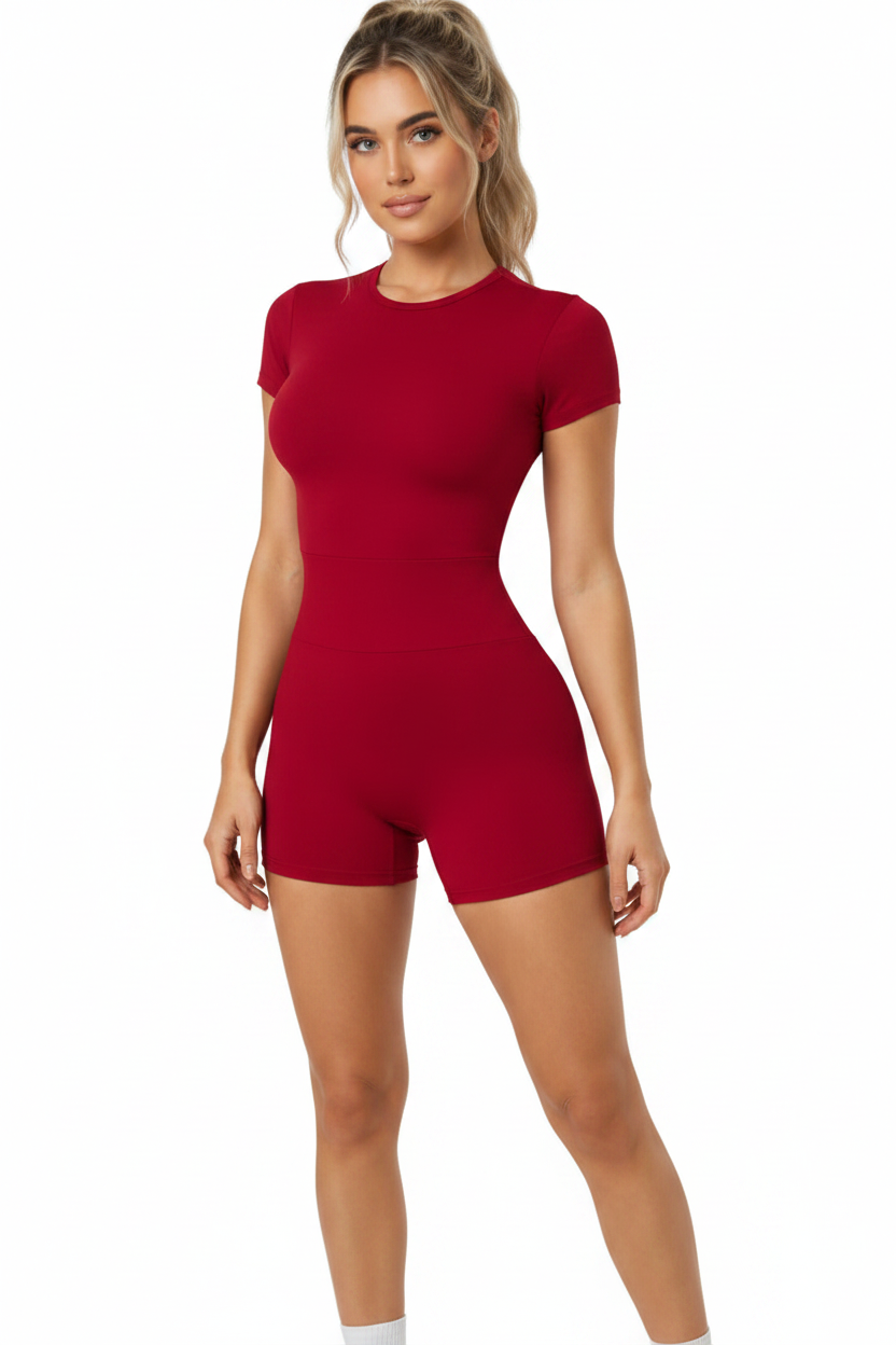 Scrunch Gym Shorts in Cherry — seamless scrunch workout shorts