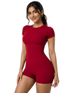 Matching gym set for women — seamless compression tee and scrunch shorts, Cheri's Collection