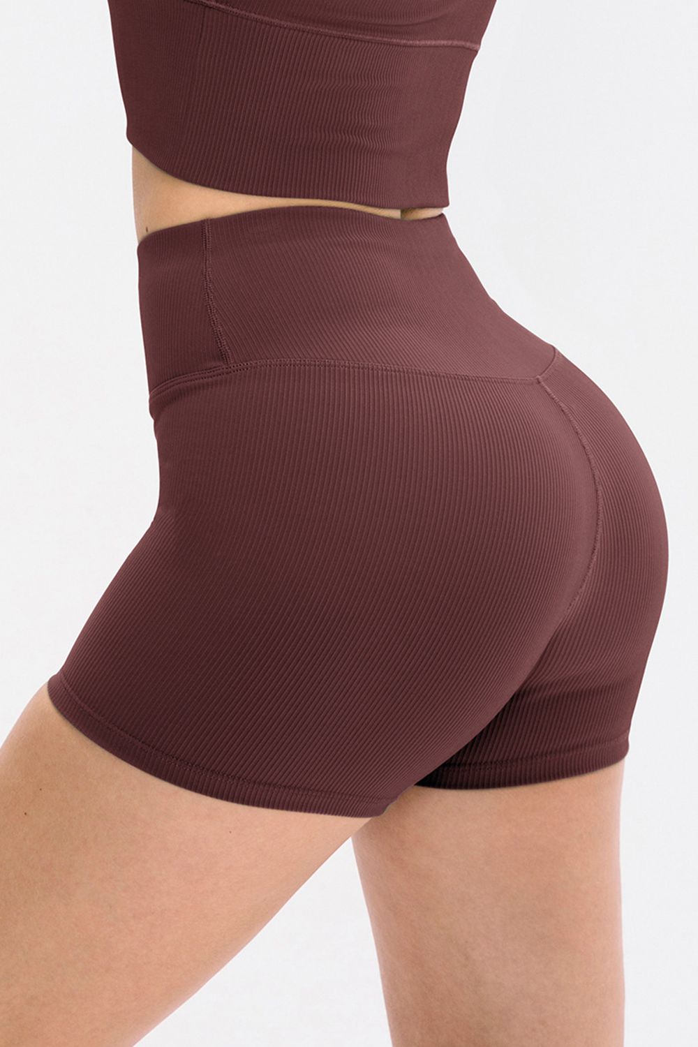 Wide waistband high waisted workout shorts for women