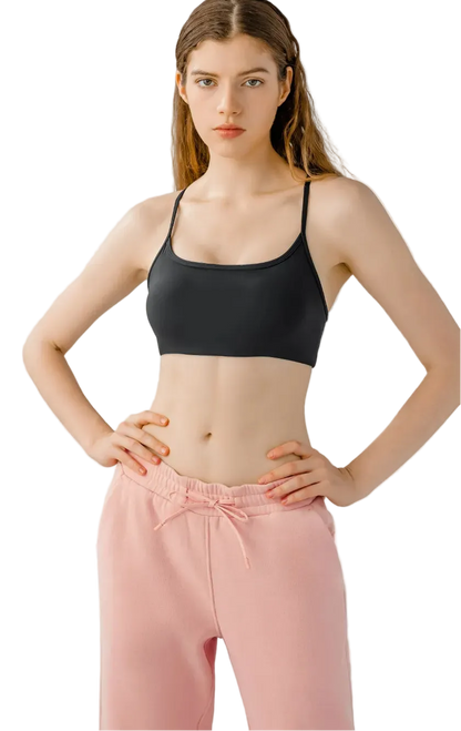 Crisscross open-back sports cami with removable pads — Cheri's Collection