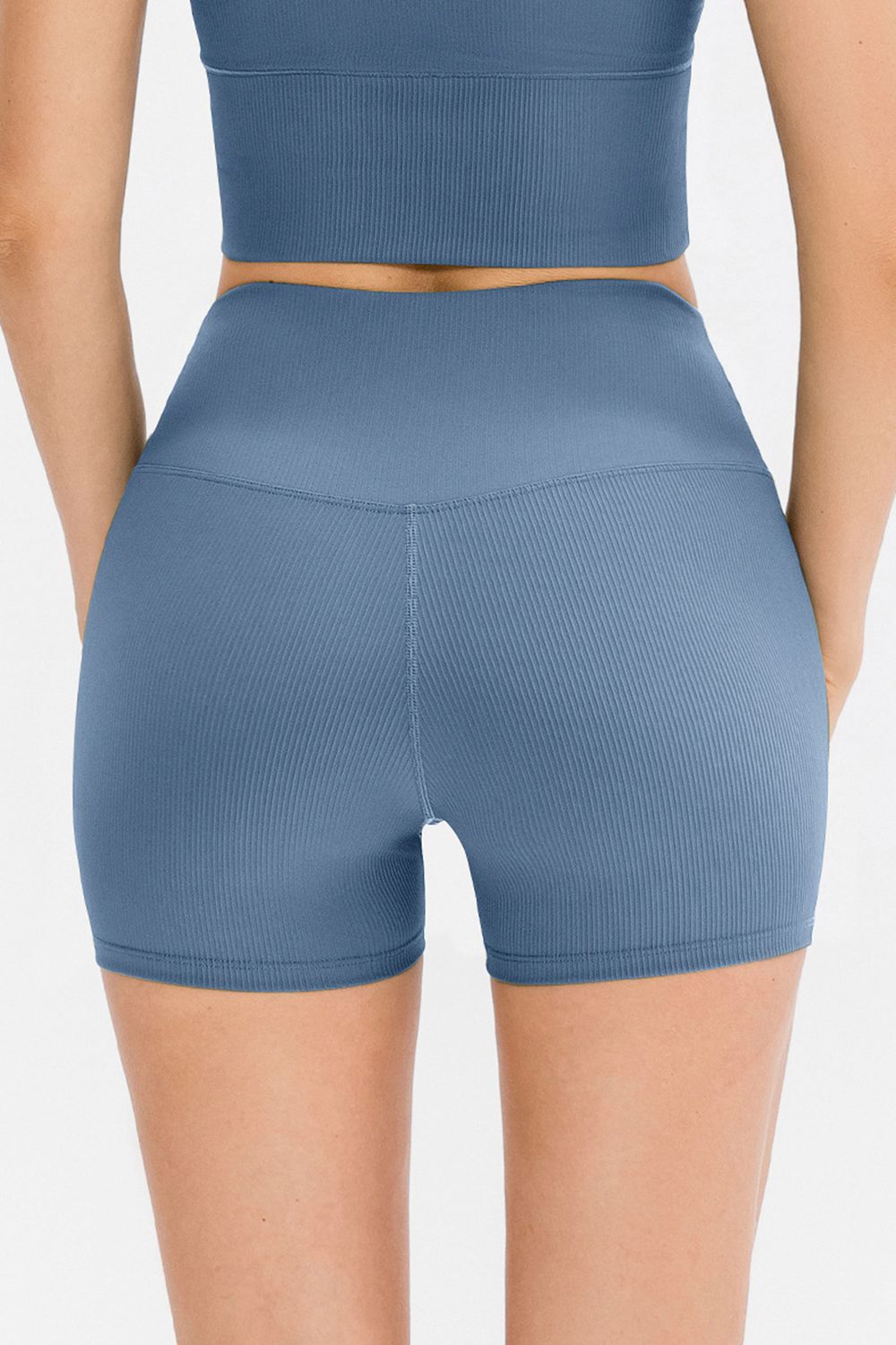 Wide waistband high waisted workout shorts for women
