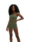 Cheri's Collection Ribbed Shorts — high-waisted wide-waistband ribbed gym shorts for women