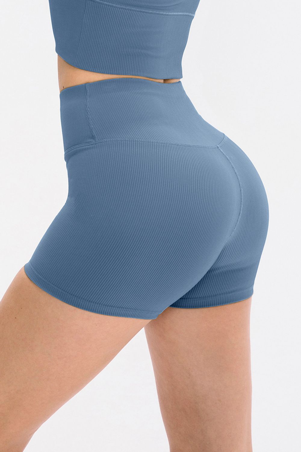 Wide waistband high waisted workout shorts for women