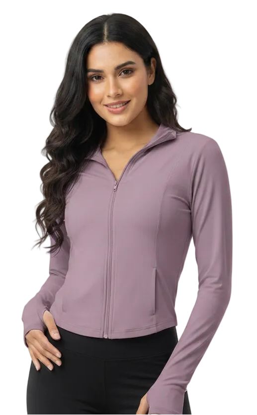 Sport Jacket in Lavender — lightweight hooded zip-up jacket for women