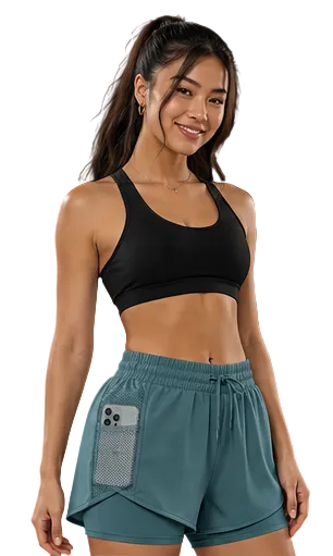 High-stretch pocket gym shorts in a neutral tone
