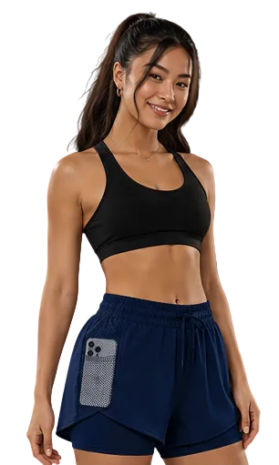 Fake two-piece workout shorts with leggings