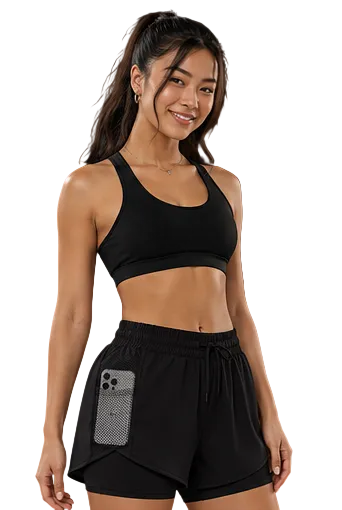 Opaque 2-in-1 workout shorts for women